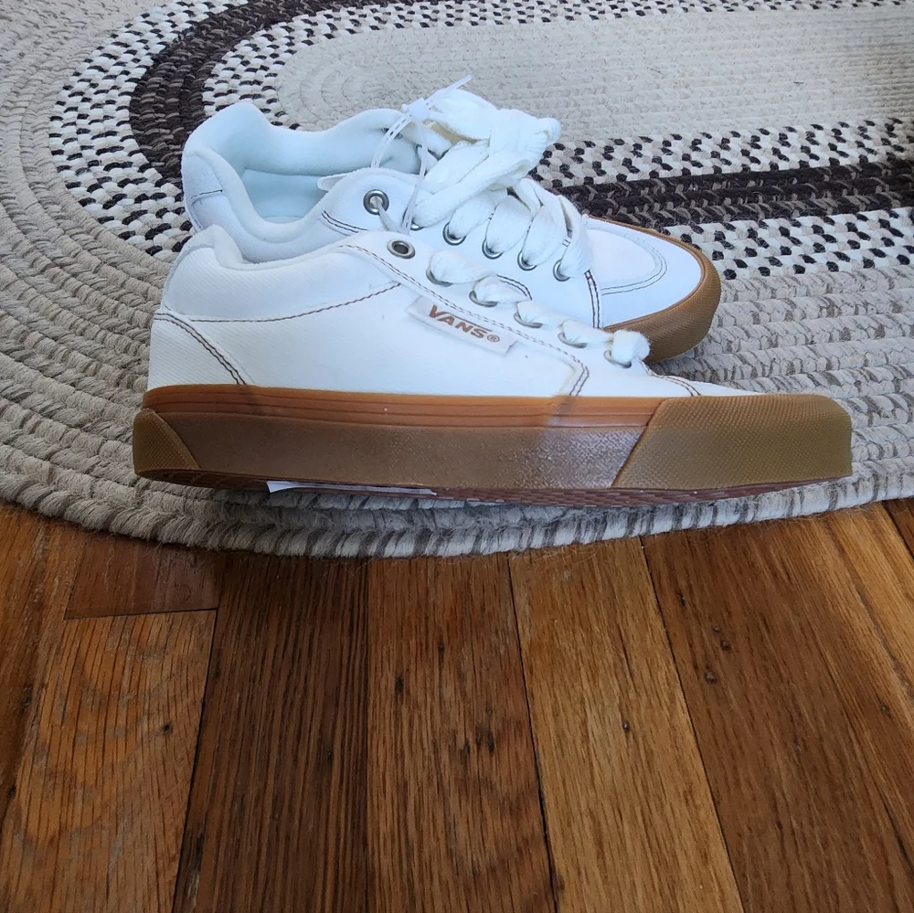 Vans White Denim Tie Up Sneakers - Picture 9 of 11